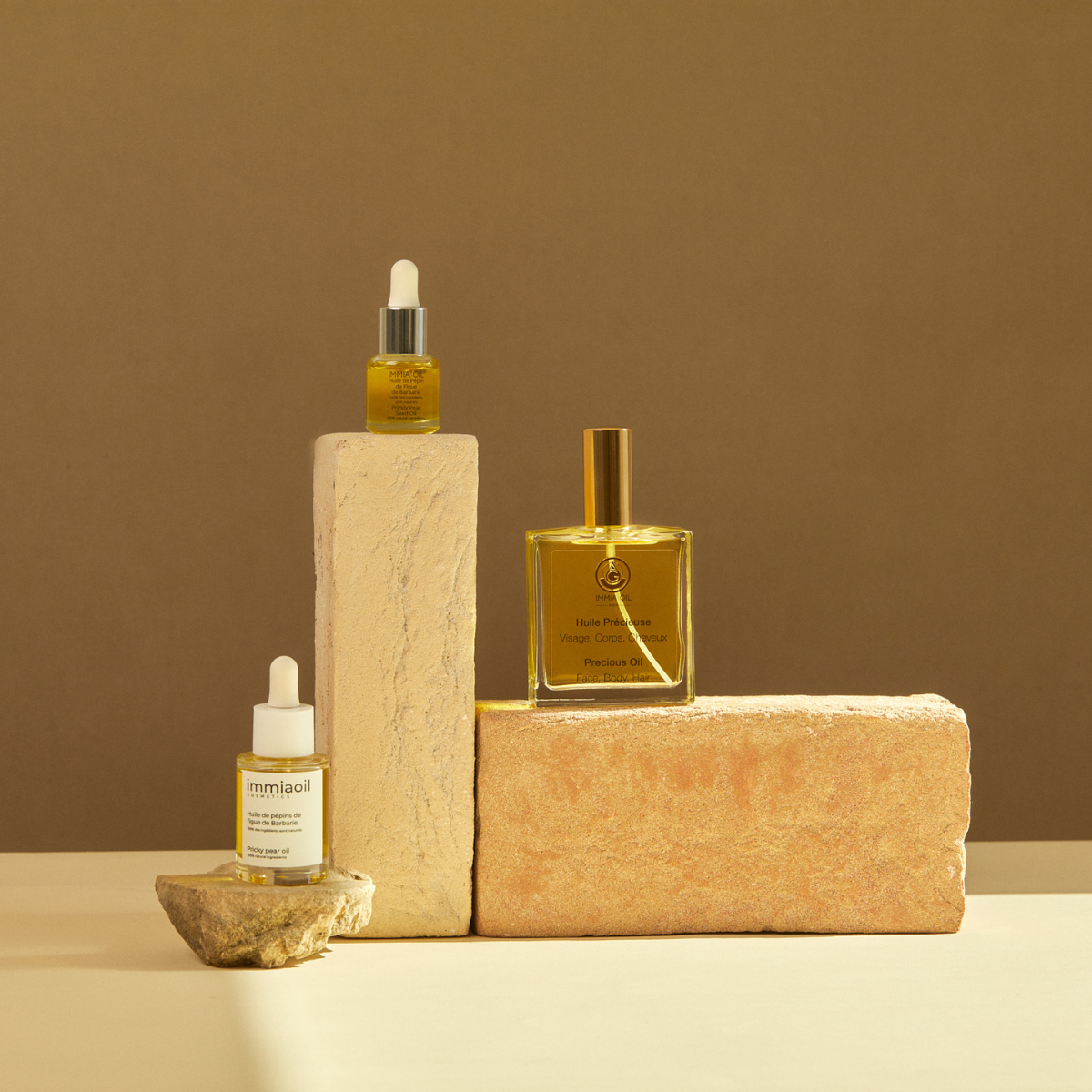 Coffret 3 huiles - Huile Précieuse, Huile d’Argan, Huile de graines de figue de barbarie - IMMIA OIL